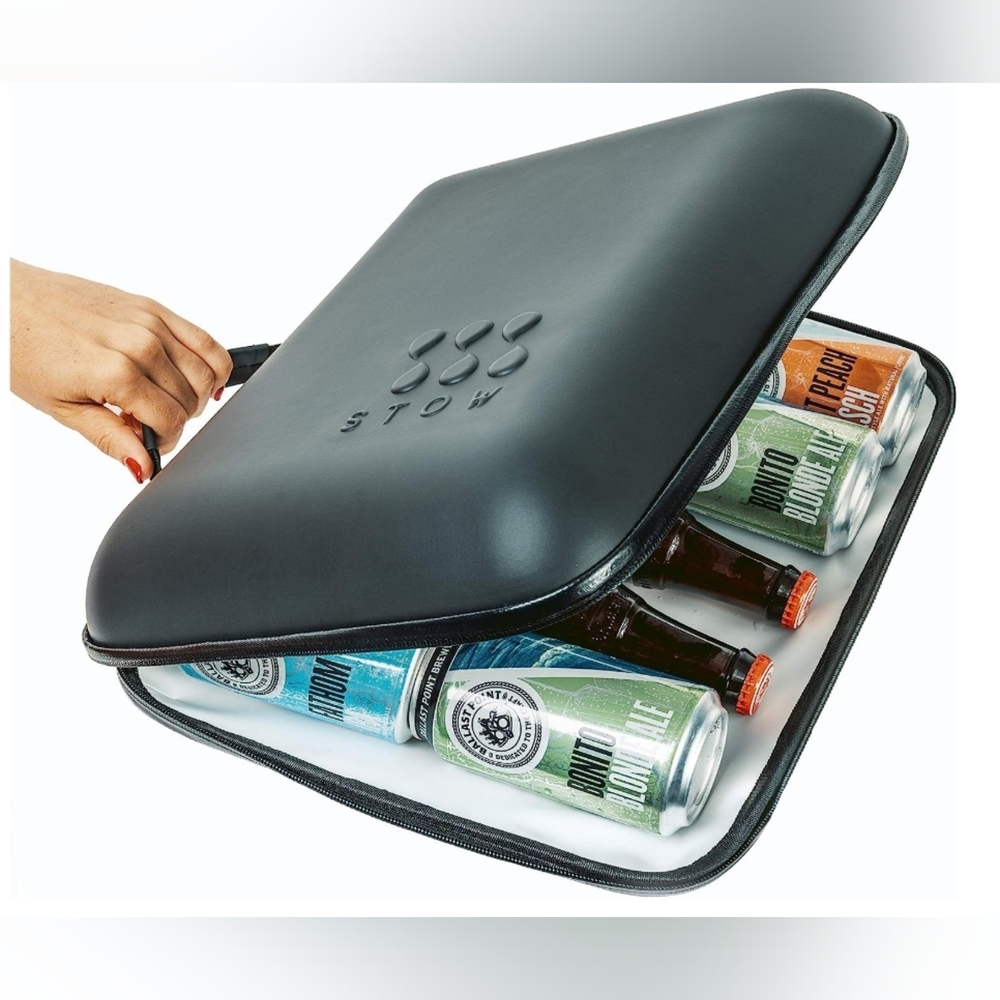 StowCo Small Portable Travel Cooler Bag. Beach Supplies. Bottle Holder